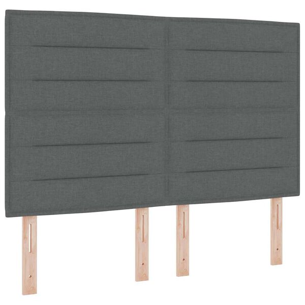 vidaXL Cama Box Spring LED con colch&oacute;n Gris oscuro 140 x 190 cm tela