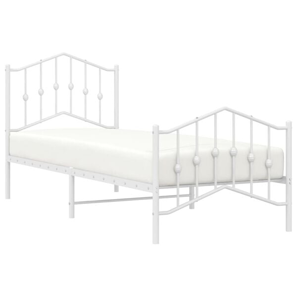 vidaXL Estructura cama sin colch&oacute;n con estribo metal blanco 90x200 cm