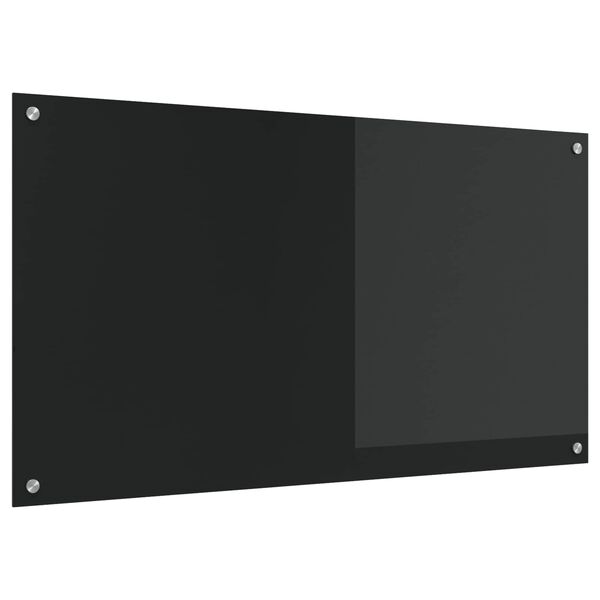 vidaXL Salpicadero de cocina Negro 110 x 60 x 0,6 cm vidrio templado
