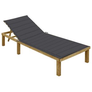 vidaXL Tumbona con coj&iacute;n gris antracita madera de pino impregnada
