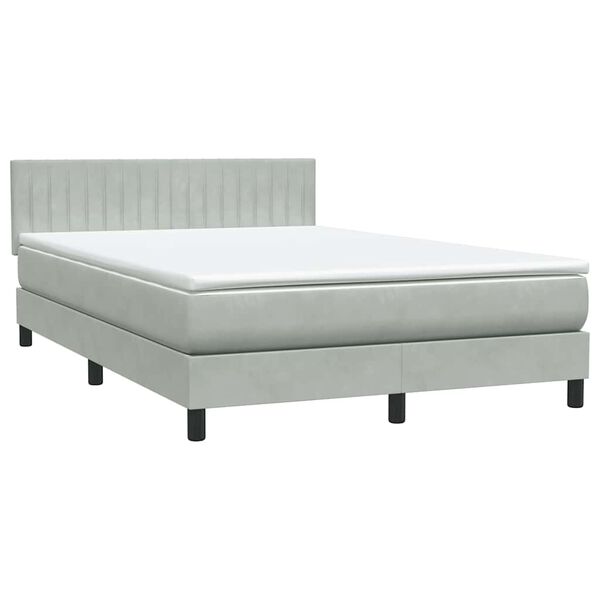 vidaXL Cama box spring con colch&oacute;n terciopelo gris claro 160x220 cm