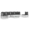 vidaXL Juego de muebles de jard&iacute;n 7 piezas con cojines acero blanco