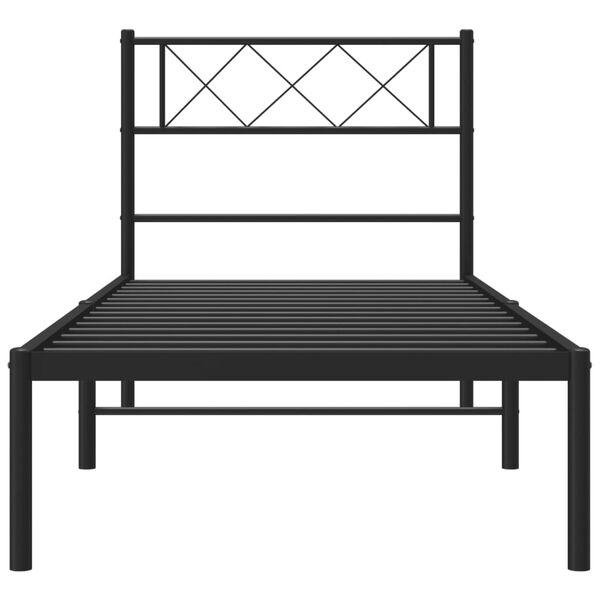 vidaXL Estructura cama sin colch&oacute;n con cabecero metal negro 90x200 cm