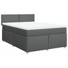 vidaXL Cama box spring con colchón tela gris oscuro 160x200 cm