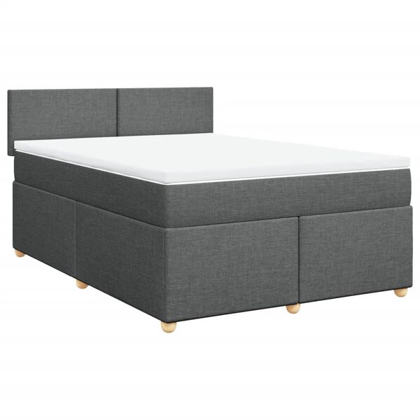 vidaXL Cama box spring con colchón tela gris oscuro 160x200 cm