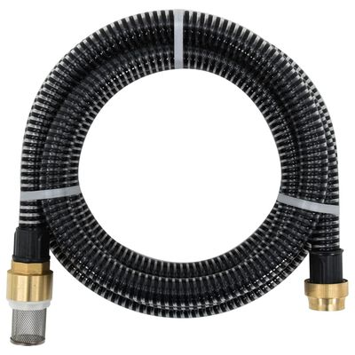 vidaXL Manguera de succión con conectores de latón PVC negro 29 mm 4 m