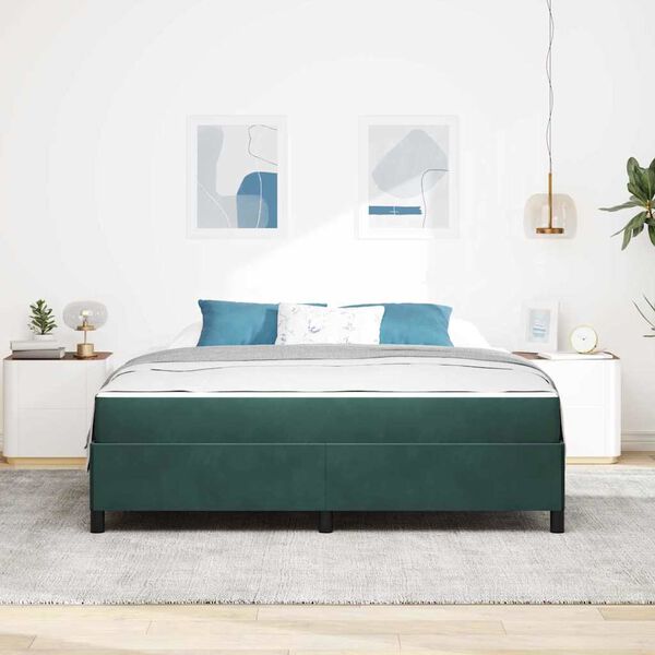 vidaXL Estructura de cama con colch&oacute;n Verde oscuro 180 x 200 cm tela