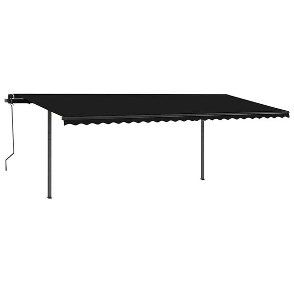 vidaXL Toldo manual retr&aacute;ctil con postes gris antracita 3,5x2,5 m