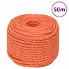 vidaXL Cuerda de trabajo polipropileno naranja 14 mm 50 m