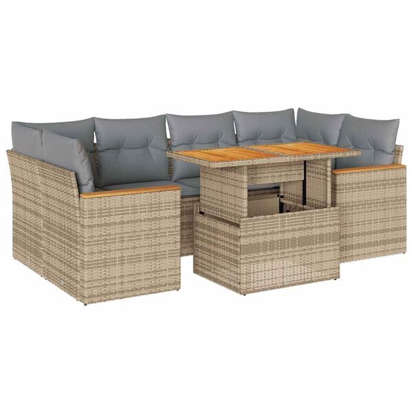 vidaXL Set sofás jardín y cojines 6 pzas ratán sintético acacia beige