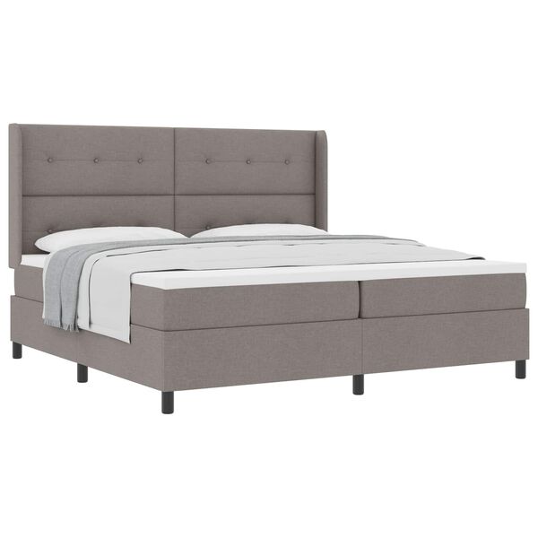vidaXL Cama tipo Box Spring con colch&oacute;n Taup&eacute; 200 x 200 cm tela