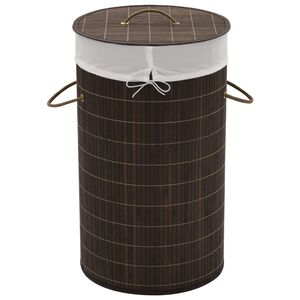 vidaXL Cesto de la ropa de bamb&uacute; redondo marr&oacute;n oscuro