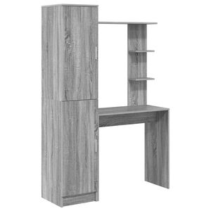 vidaXL Escritorio con estante con almacenamiento 2 uds. Gris Sonoma
