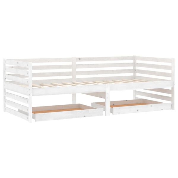 vidaXL Sof&aacute; cama con cajones madera de pino maciza blanco 90x200 cm