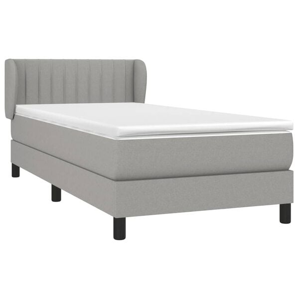 vidaXL Cama box spring con colch&oacute;n tela gris claro 90x190 cm