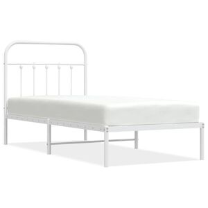 vidaXL Estructura cama sin colch&oacute;n con cabecero metal blanco 90x200 cm