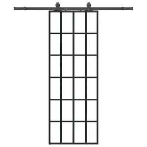 vidaXL Puerta corredera con juego herrajes negro 76x205 cm ESG vidrio