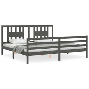 vidaXL Estructura de cama con cabecero madera maciza gris 200x200 cm