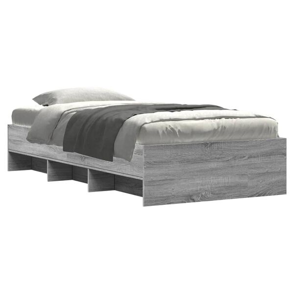 vidaXL Estructura de cama madera de ingeniería gris Sonoma 75x190 cm