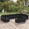 vidaXL Set de muebles de jardín 12 pzas cojines ratán sintético negro