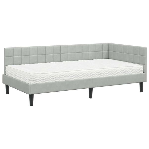 vidaXL Estructura de Cama Esquina con Colch&oacute;n Manual 2 pcs Gris claro
