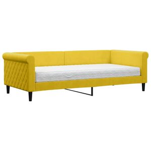 vidaXL Sof&aacute; cama con colch&oacute;n terciopelo amarillo 90x200 cm