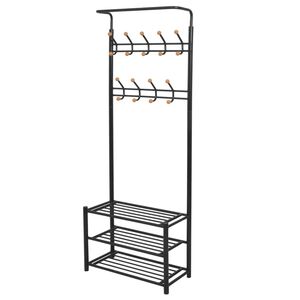 vidaXL Perchero de ropa con repisa para zapatos 68x32x182,5 cm negro