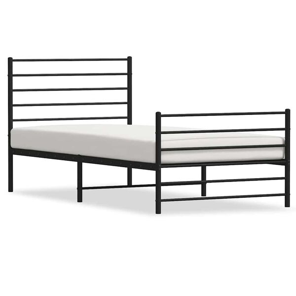vidaXL Estructura cama sin colch&oacute;n con estribo metal negro 80x200 cm