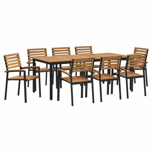 vidaXL Conjunto de Comedor de Jard&iacute;n 9 pcs Negro