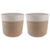vidaXL Set de Macetas de Planta 2 uds. Natural y Blanco &Oslash; 21 x 21 cm