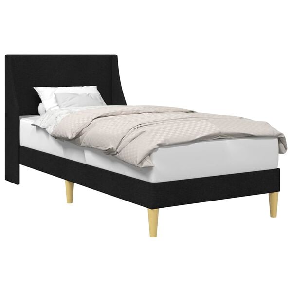 vidaXL Estructura de cama con cabecera Negro 100 x 200 cm tela
