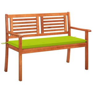 vidaXL Banco de jard&iacute;n 2 plazas madera maciza eucalipto y coj&iacute;n 120 cm