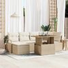 vidaXL Conjunto de sof&aacute; de jard&iacute;n 7 pcs Beige Polirat&aacute;n