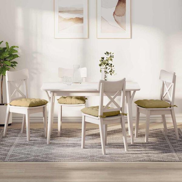 vidaXL Cojines para asiento 4 pcs Verde gris&aacute;ceo 40 x 40 x 6 cm