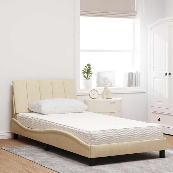 vidaXL Cama con colch&oacute;n Hanko tela color crema 100x200 cm