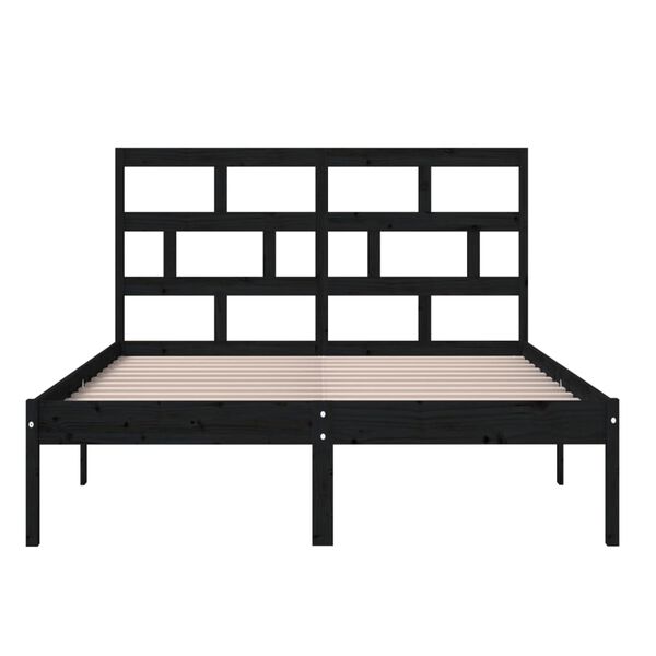 vidaXL Estructura de cama de madera maciza negro 150x200 cm