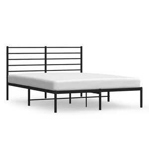 vidaXL Estructura cama sin colch&oacute;n con cabecero metal negro 135x190 cm