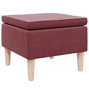 vidaXL Taburete con patas de madera tapizado tela rojo tinto
