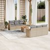 vidaXL Set sof&aacute;s de jard&iacute;n 7 piezas y cojines rat&aacute;n sint&eacute;tico beige