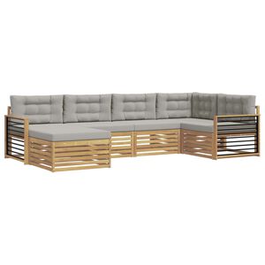 vidaXL Conjunto de sof&aacute;s de exterior 6 uds. Blanco y Gris Claro