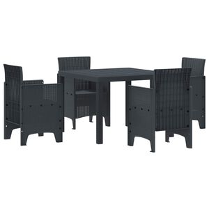 vidaXL Conjunto de Comedor de Jard&iacute;n 5 pcs Antracita Polipropileno