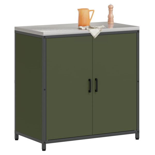 vidaXL Almacenamiento de cocina Verde Oliva 60 x 50 x 92 cm Acero