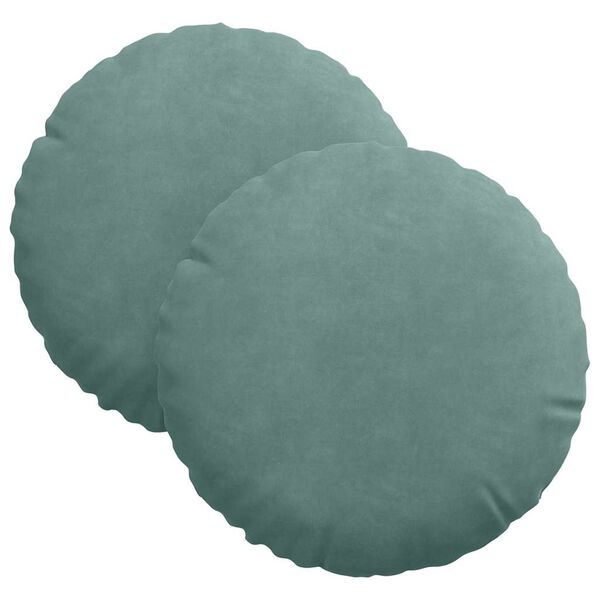 vidaXL Cojines para asiento 2 pcs Verde Mar &Oslash; 40 x 13 cm Terciopelo