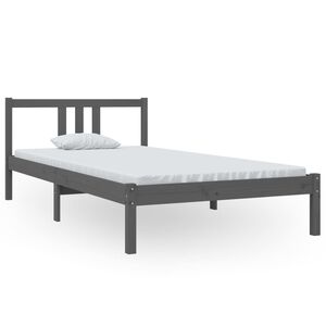 vidaXL Estructura de cama sin colch&oacute;n madera maciza gris 100x200 cm