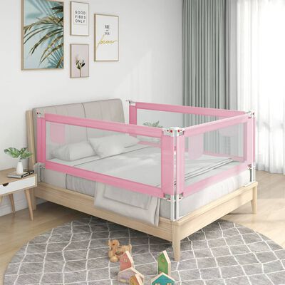 vidaXL Barandilla de seguridad cama de niño tela rosa 90x25 cm