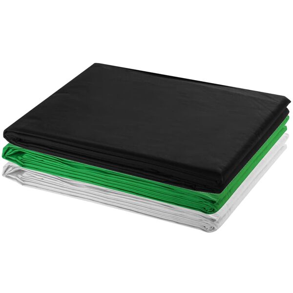 vidaXL Kit estudio 3 telones fondo algod&oacute;n estructura ajustable 3x3 m