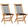 vidaXL Sillas plegables, 2 unidades, de madera de teca maciza y cuerda.