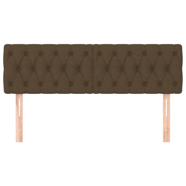 vidaXL Cabeceros 2 unidades tela marr&oacute;n oscuro 72x7x78/88 cm