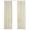 vidaXL Cortinas opacas con ganchos 2 pzas terciopelo crema 140x225 cm