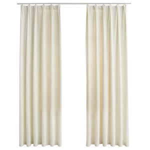 vidaXL Cortinas opacas con ganchos 2 pzas terciopelo crema 140x225 cm